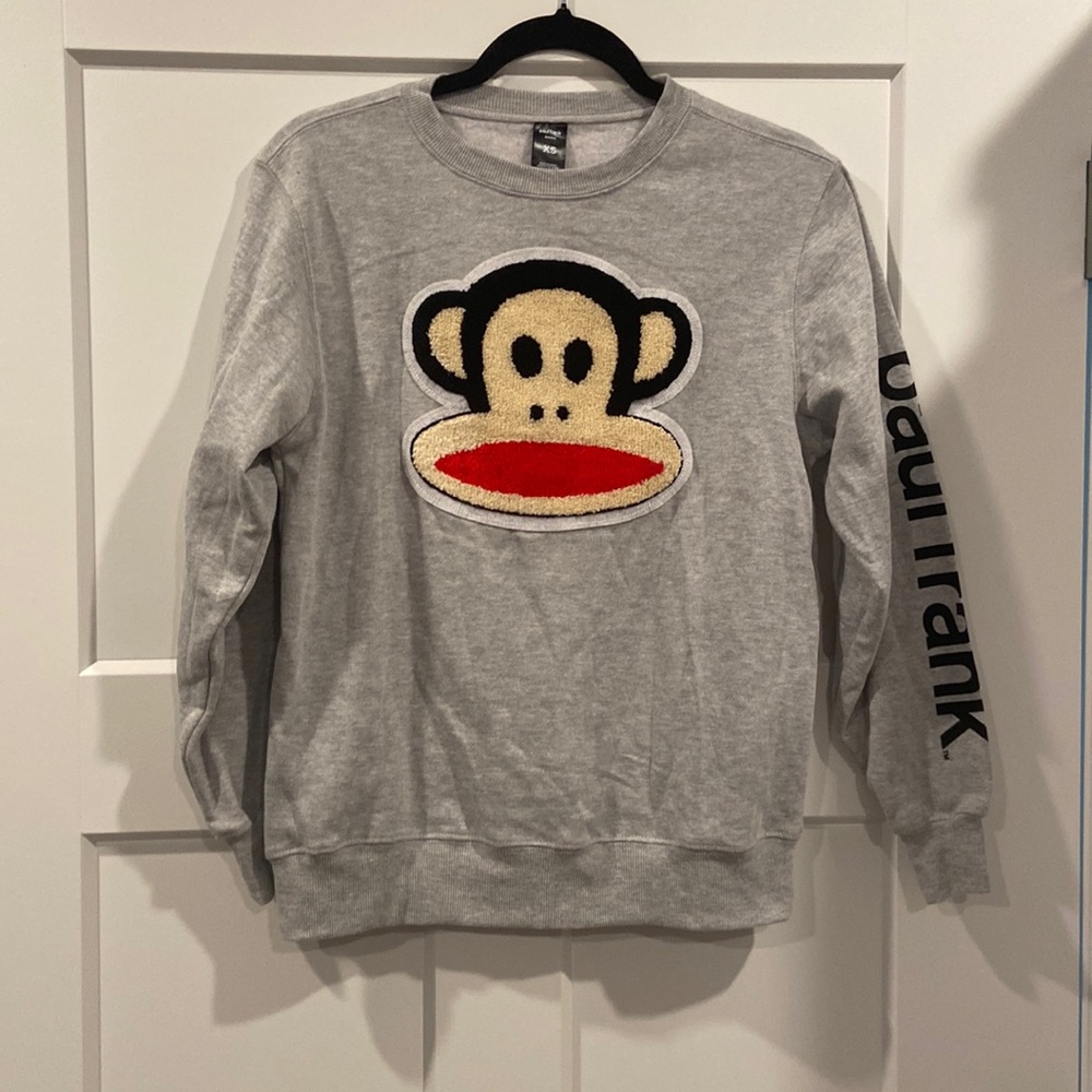 Juniors Size XS Paul Frank Julius Sock Monkey Gray Sweatshirt Round Neck EUC